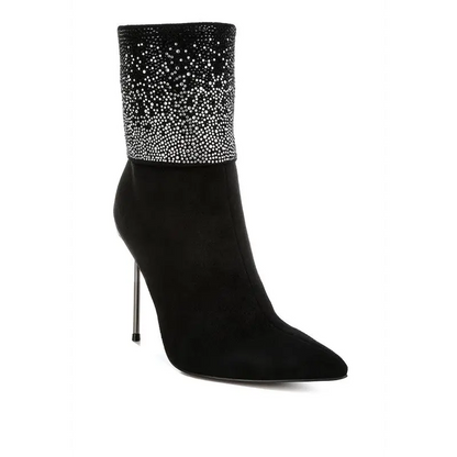 Podstar Rhinestones Embellished Foldover Boots.
