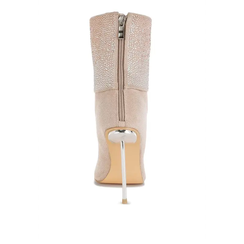 Podstar Rhinestones Embellished Foldover Boots.