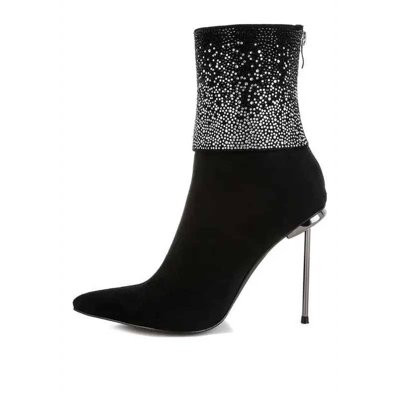 Podstar Rhinestones Embellished Foldover Boots.