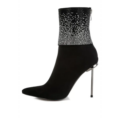Podstar Rhinestones Embellished Foldover Boots.