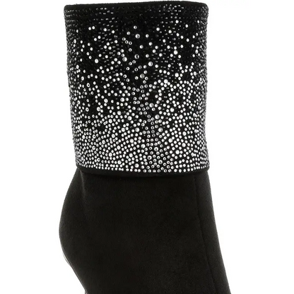 Podstar Rhinestones Embellished Foldover Boots.