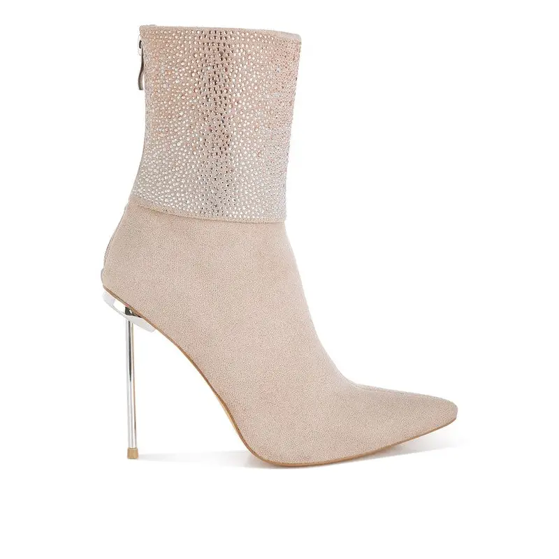 Podstar Rhinestones Embellished Foldover Boots.