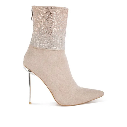 Podstar Rhinestones Embellished Foldover Boots.
