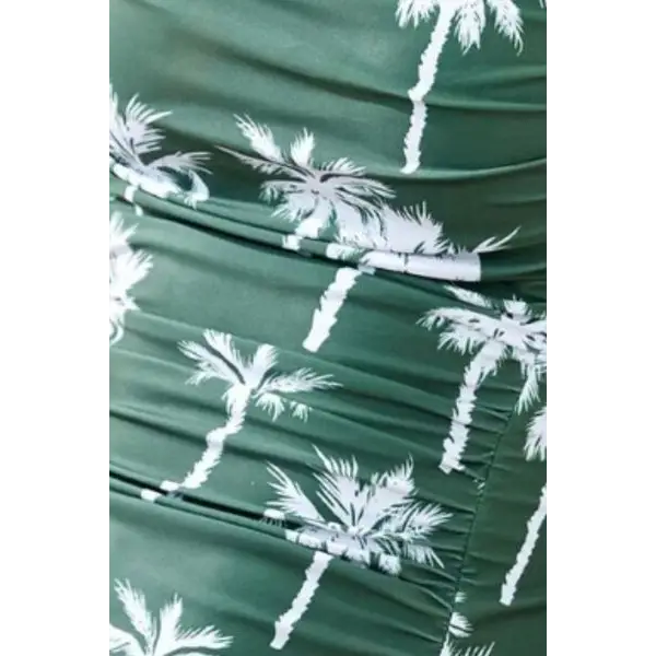 Printed Square Neck Wide Strap One-Piece Swimwear.