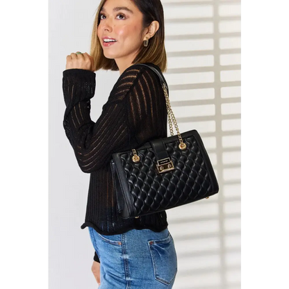 Quilted PU Leather Handbag.