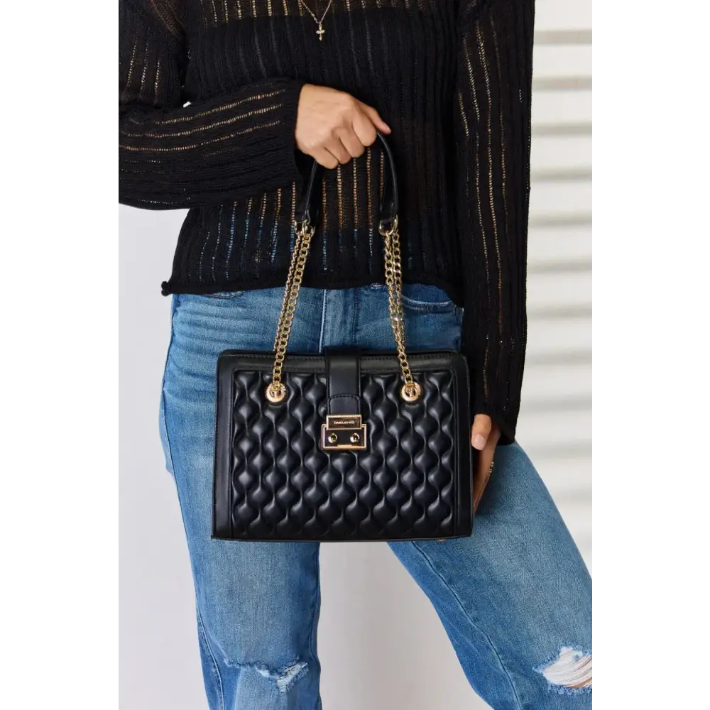 Quilted PU Leather Handbag.