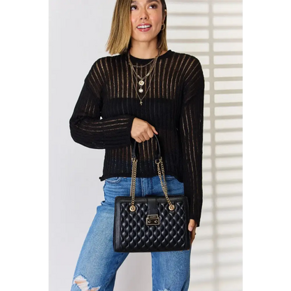 Quilted PU Leather Handbag.
