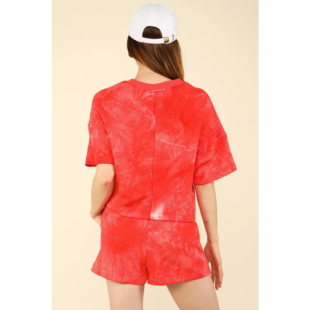 Quilted Washed Crop Top and Shorts Set.