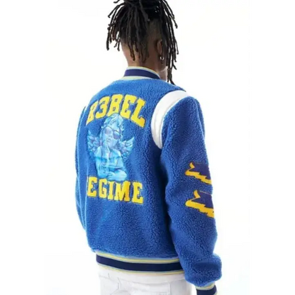 Rebel Mind Sherpa Varsity Jacket.