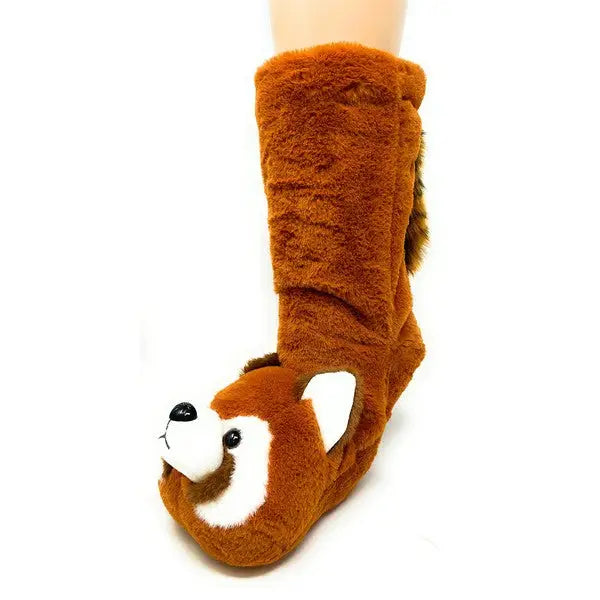 Red Panda - Kids' Plush Animal Slipper Socks.