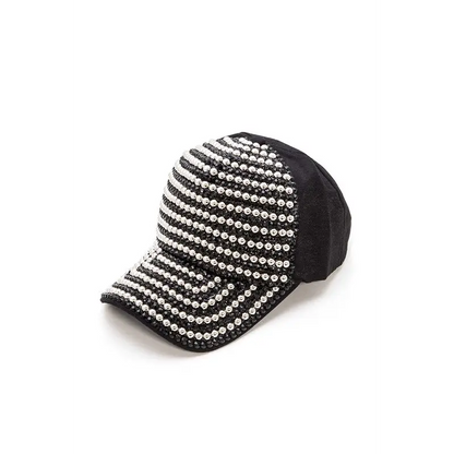 Rhinestone And Studded Fashion Cap.