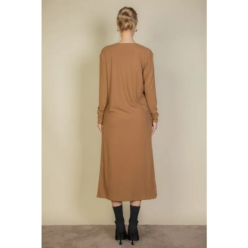 Ribbed Cardigan & Cami Midi Bodycon Dress.
