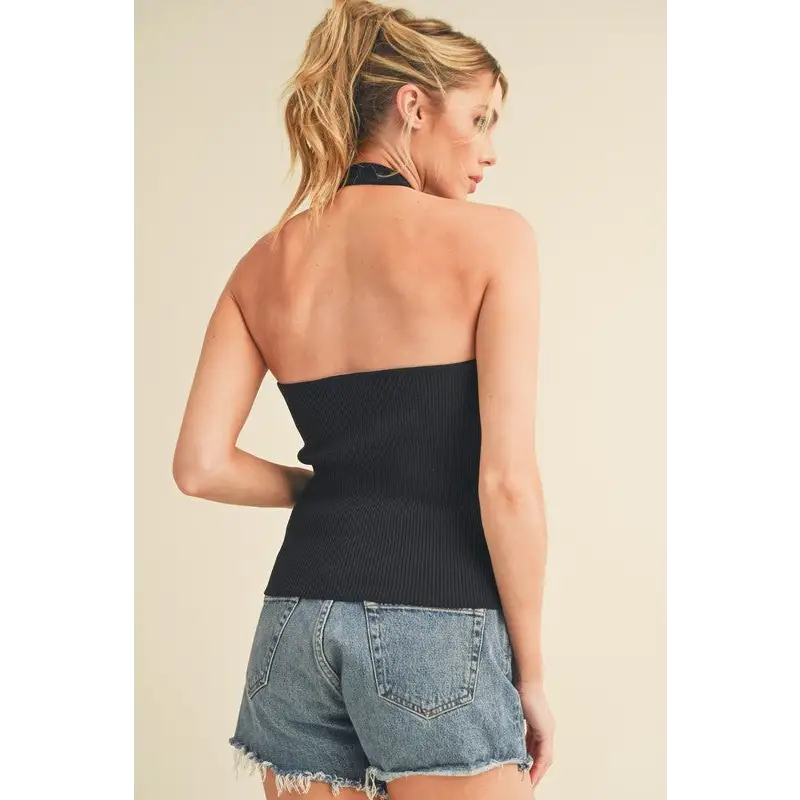 Ribbed Halter Neck Cami.