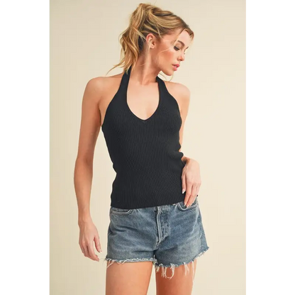 Ribbed Halter Neck Cami.