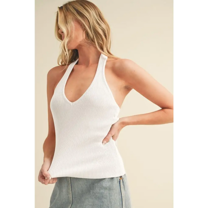 Ribbed Halter Neck Cami.