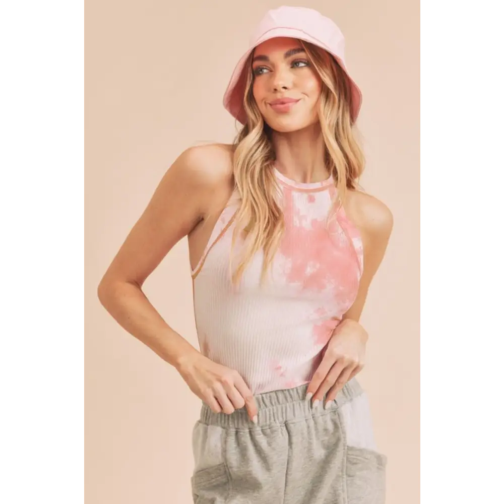 Ribbed Tie-Dye Round Neck Tank.
