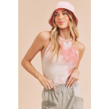 Ribbed Tie-Dye Round Neck Tank.