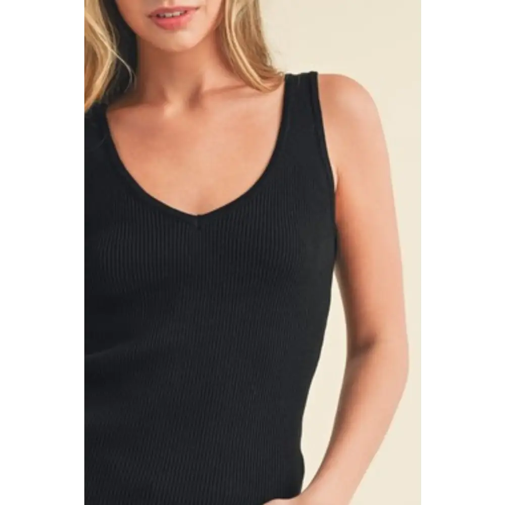 Ribbed Wide Strap Knit Tank.