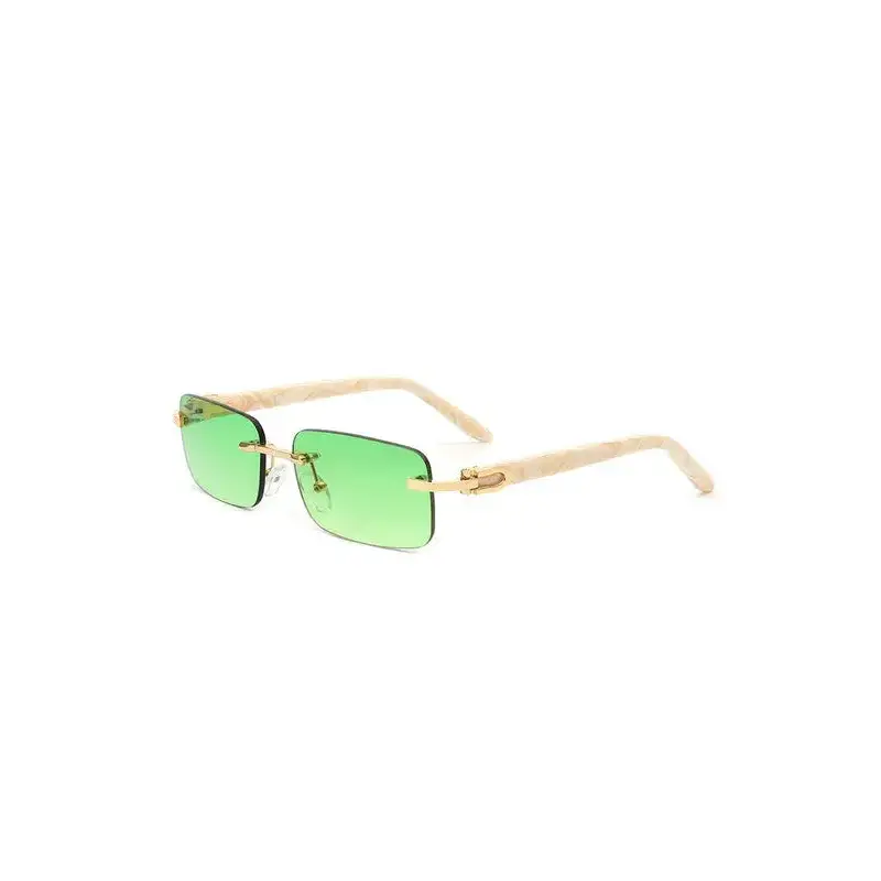 Rimless Rectangle Retro Tinted Fashion Sunglasses.