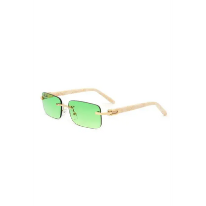 Rimless Rectangle Retro Tinted Fashion Sunglasses.
