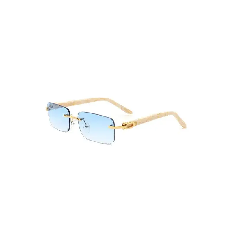 Rimless Rectangle Retro Tinted Fashion Sunglasses.