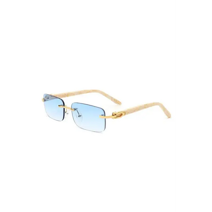 Rimless Rectangle Retro Tinted Fashion Sunglasses.