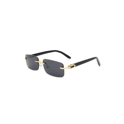 Rimless Rectangle Retro Tinted Fashion Sunglasses.
