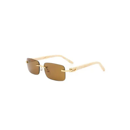 Rimless Rectangle Retro Tinted Fashion Sunglasses.