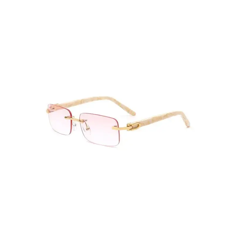 Rimless Rectangle Retro Tinted Fashion Sunglasses.