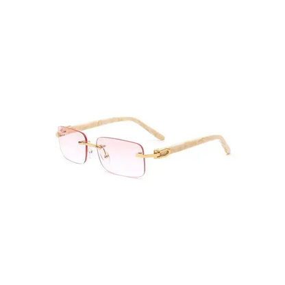 Rimless Rectangle Retro Tinted Fashion Sunglasses.