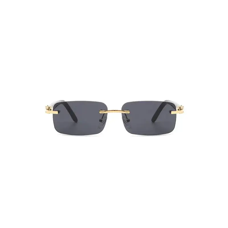 Rimless Rectangle Retro Tinted Fashion Sunglasses.