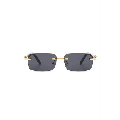 Rimless Rectangle Retro Tinted Fashion Sunglasses.
