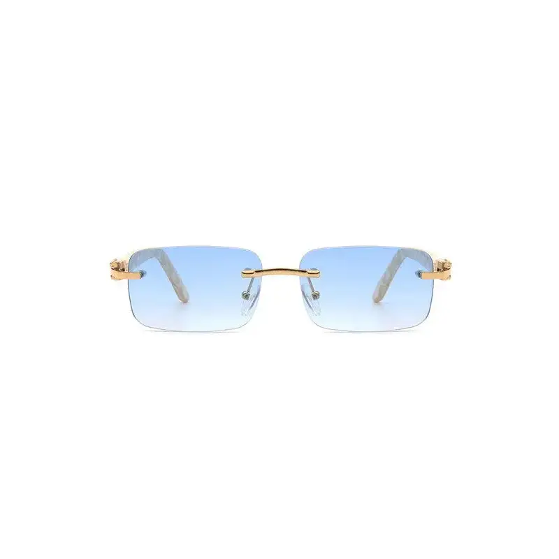 Rimless Rectangle Retro Tinted Fashion Sunglasses.