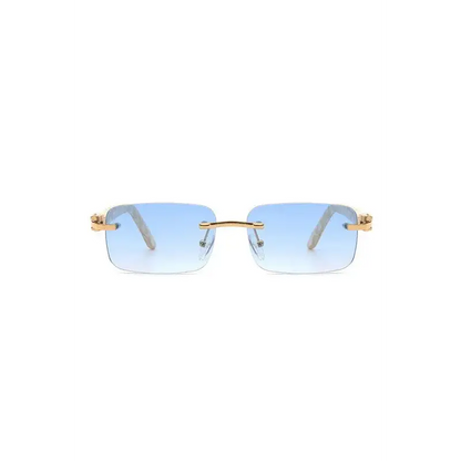 Rimless Rectangle Retro Tinted Fashion Sunglasses.