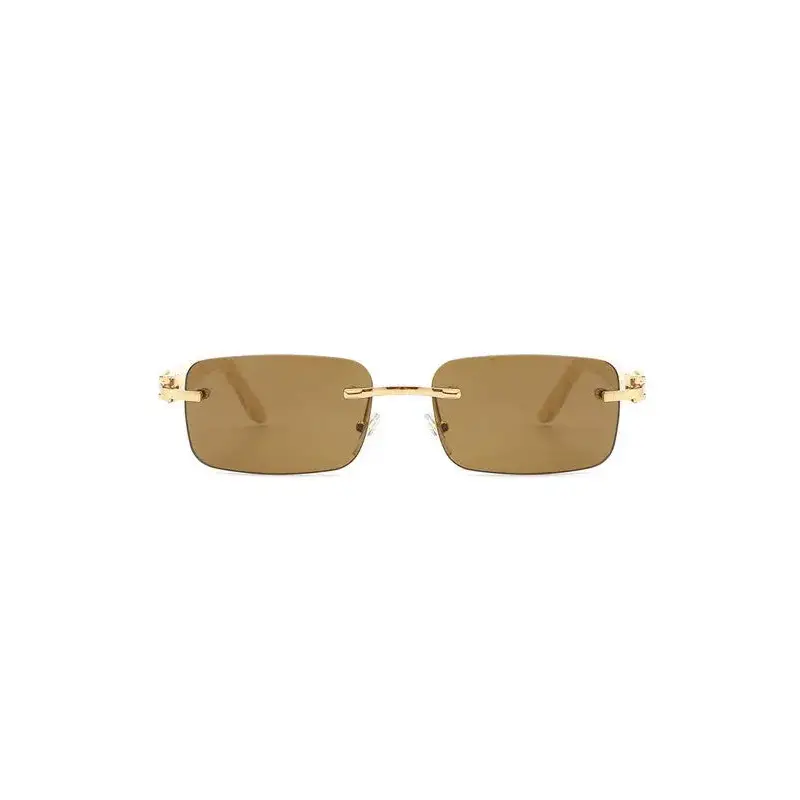 Rimless Rectangle Retro Tinted Fashion Sunglasses.