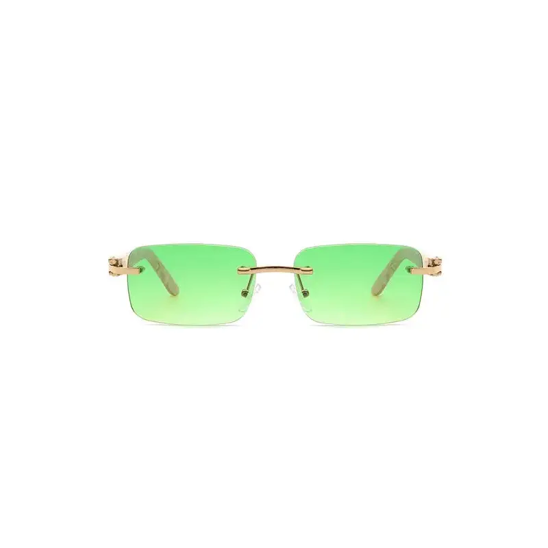Rimless Rectangle Retro Tinted Fashion Sunglasses.