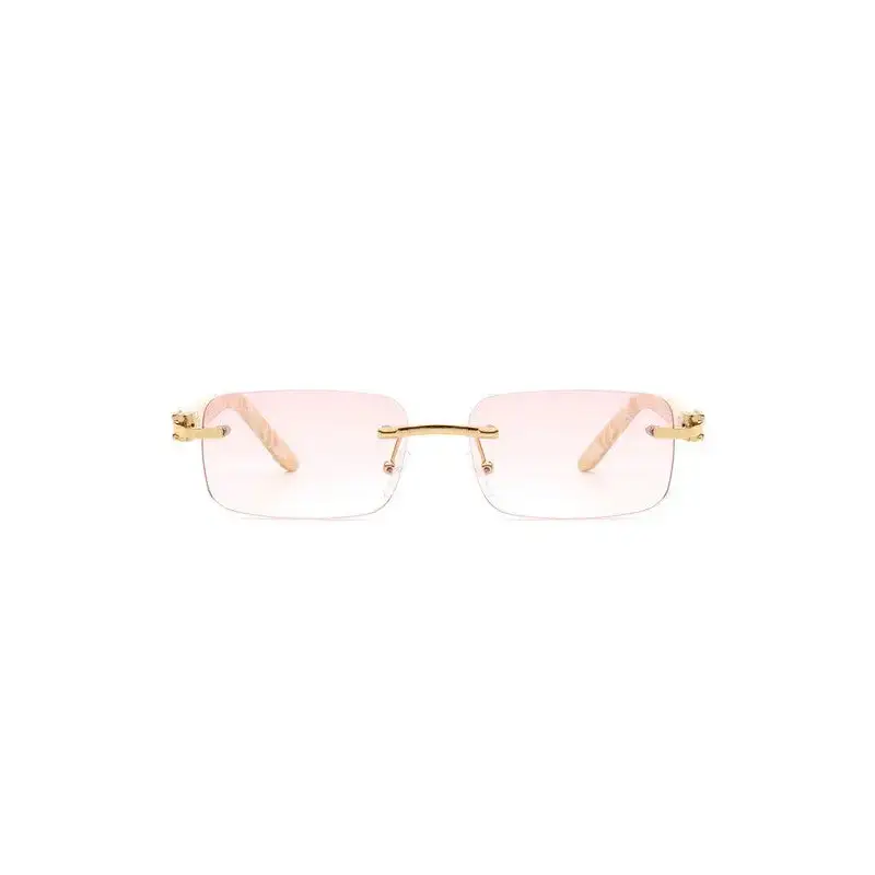 Rimless Rectangle Retro Tinted Fashion Sunglasses.