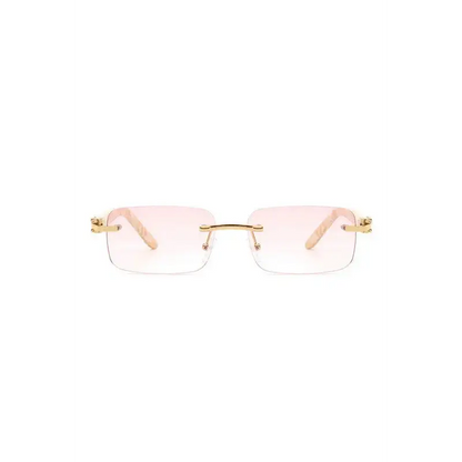 Rimless Rectangle Retro Tinted Fashion Sunglasses.