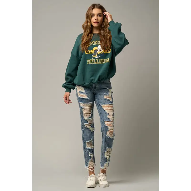 Ripped Straight Jeans.