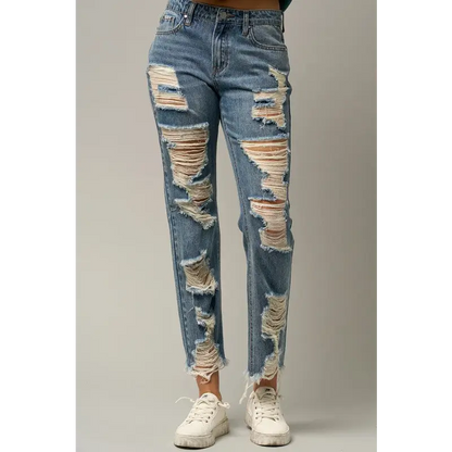Ripped Straight Jeans.