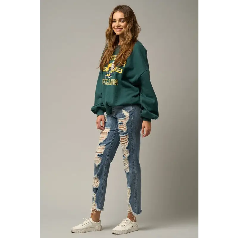 Ripped Straight Jeans.