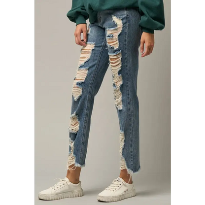 Ripped Straight Jeans.