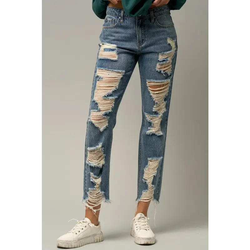 Ripped Straight Jeans.