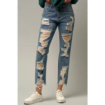 Ripped Straight Jeans.