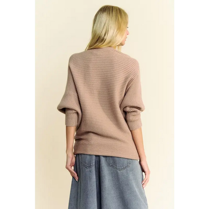 Round Neck Batwing Sleeve Sweater.