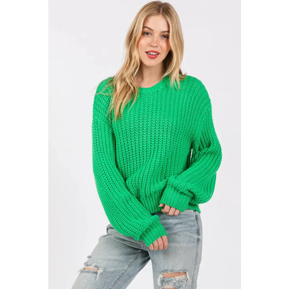 Round Neck Drop Shoulder Sweater.