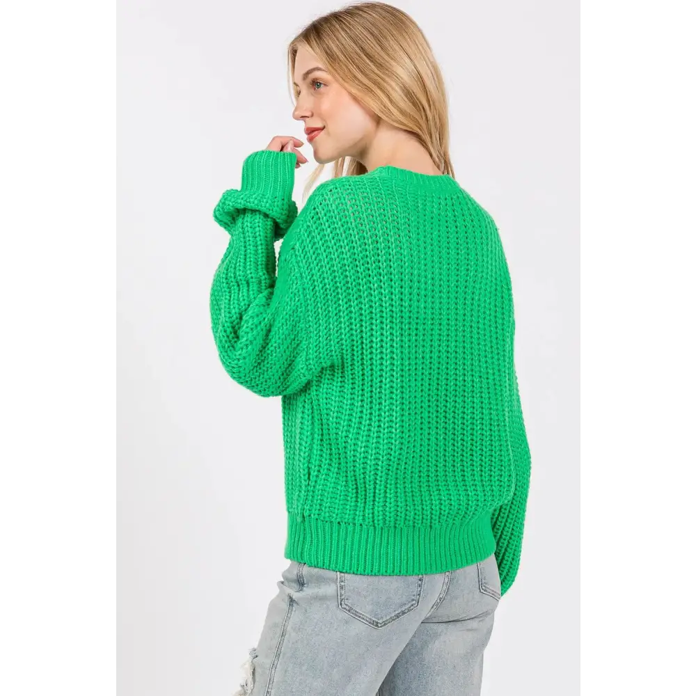 Round Neck Drop Shoulder Sweater.