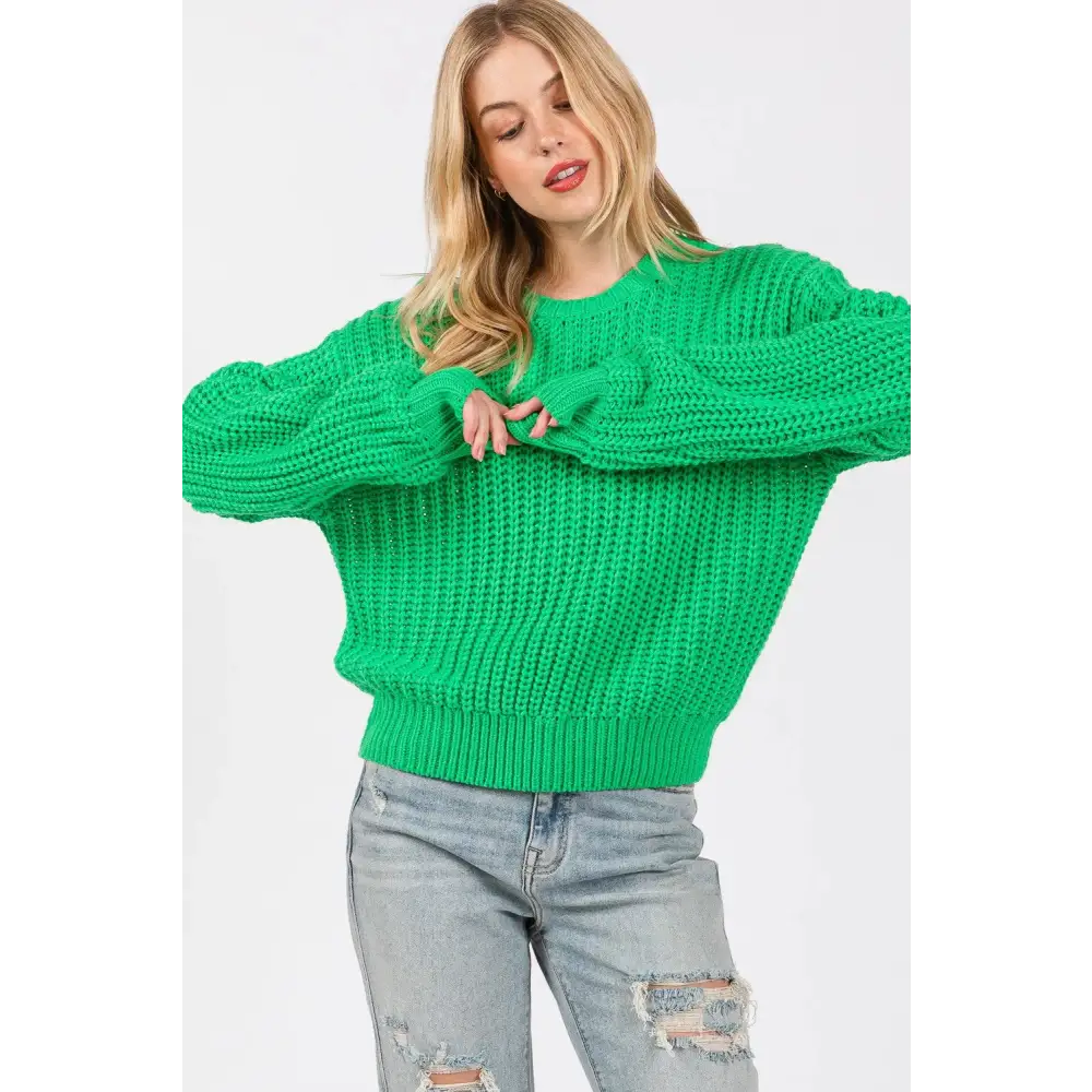 Round Neck Drop Shoulder Sweater.