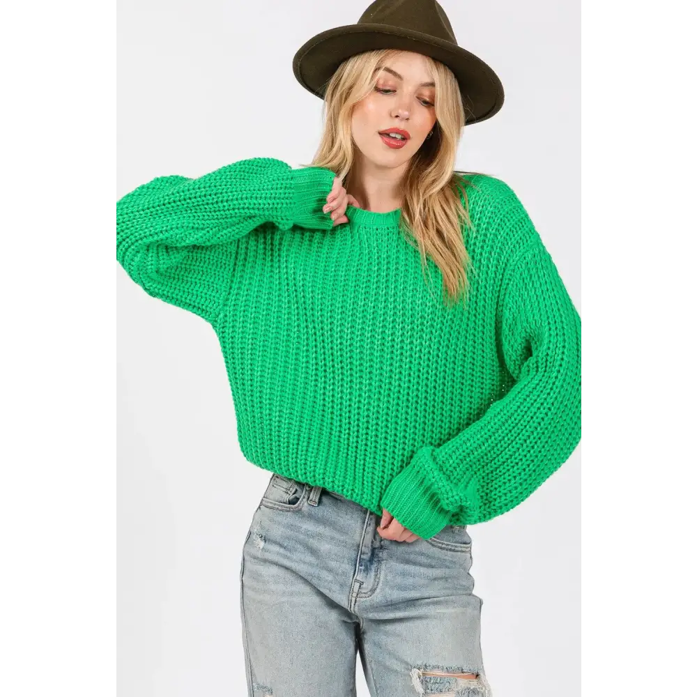 Round Neck Drop Shoulder Sweater.