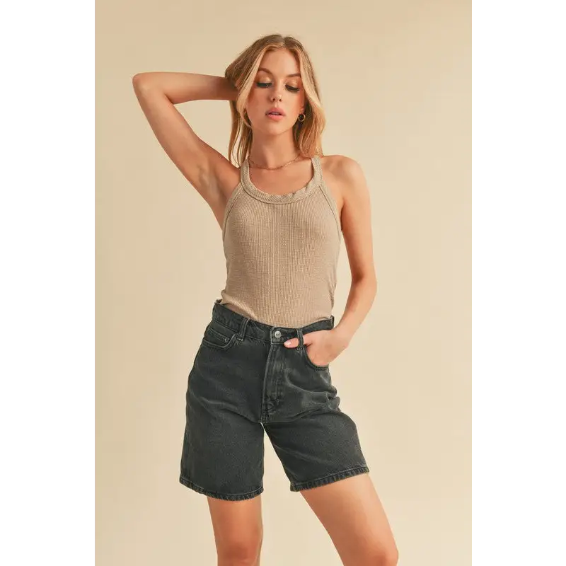 Scoop Neck Ribbed Tank.